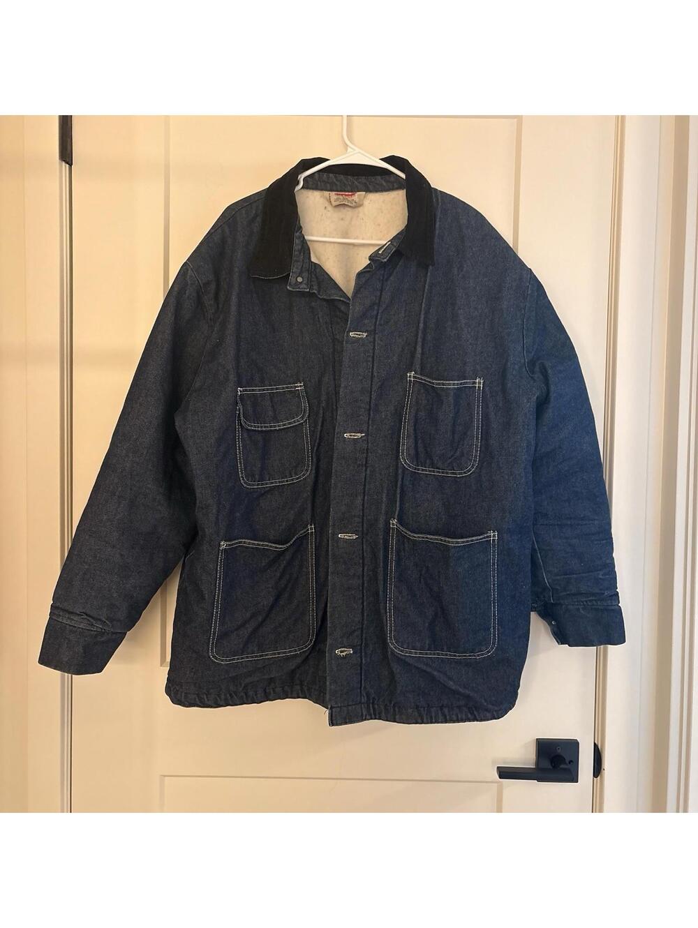 Vintage Y2K Bob Barker Denim Jacket Men Size XL Chore Blanket Lined Coat Jean